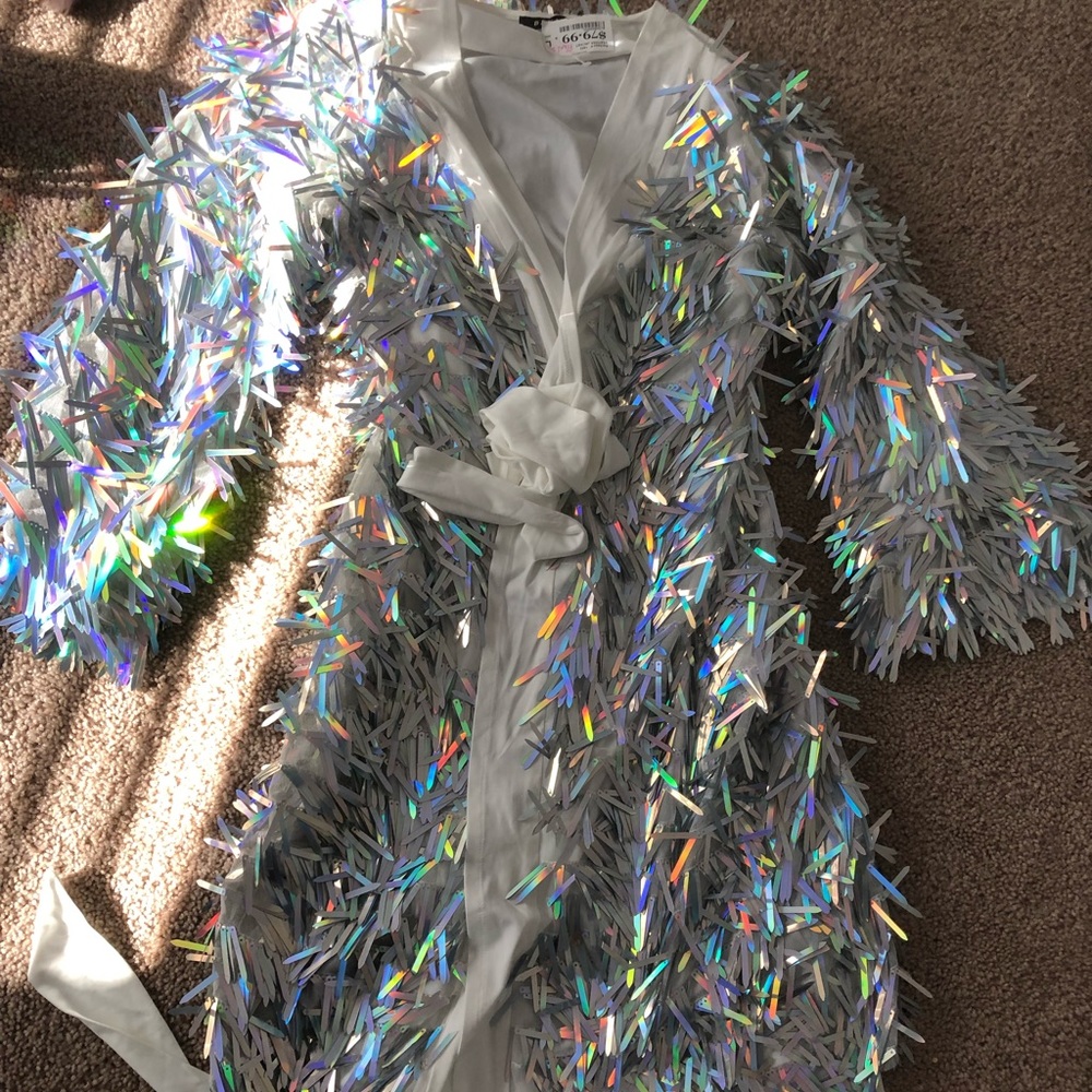 Sequin fringe tie dress